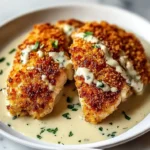 Parmesan Crusted Chicken with Creamy Garlic Sauce