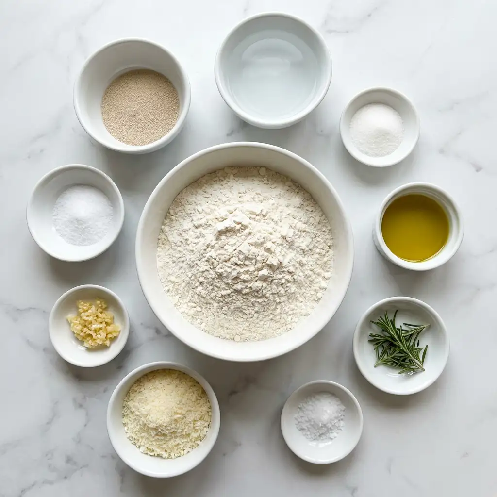 Ingredients for Garlic Parmesan Focaccia Bread