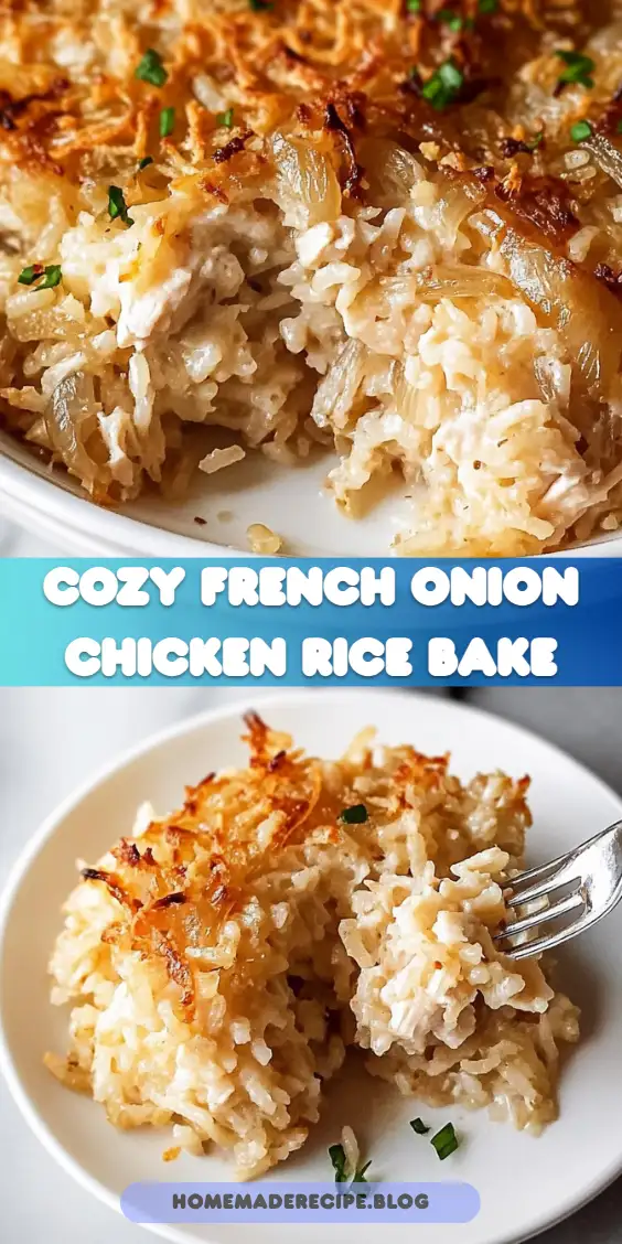 Cozy French Onion Chicken Rice Bake