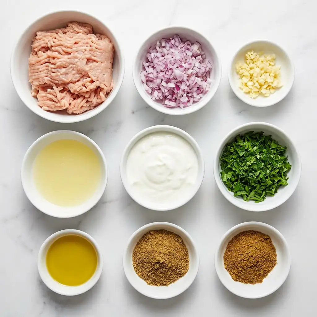 Ingredients for Chicken Kofta with Garlic Yogurt Sauce