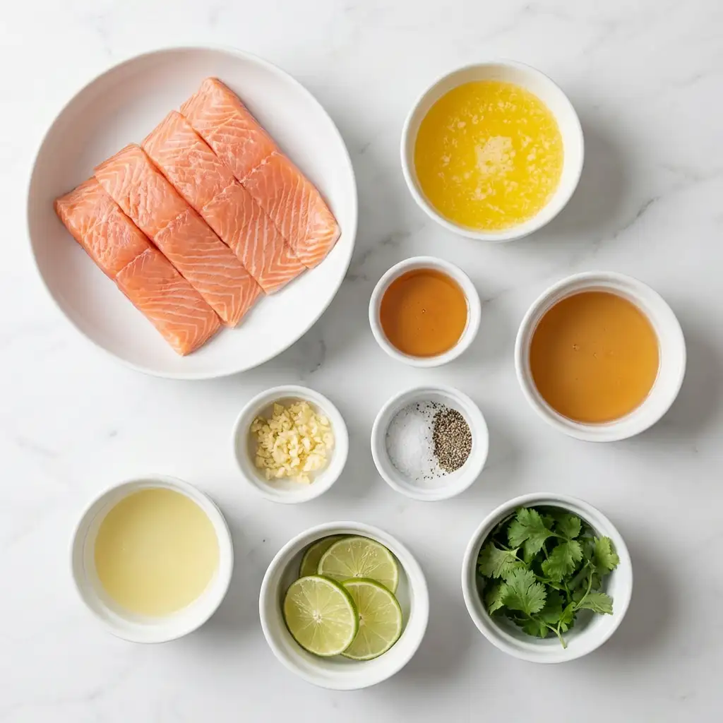 Ingredients for Honey-Lime Garlic Butter Baked Salmon