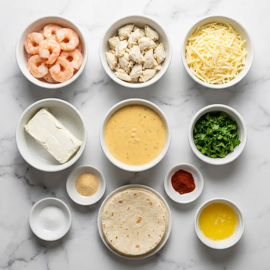 Ingredients for Crab Shrimp Queso Rolls