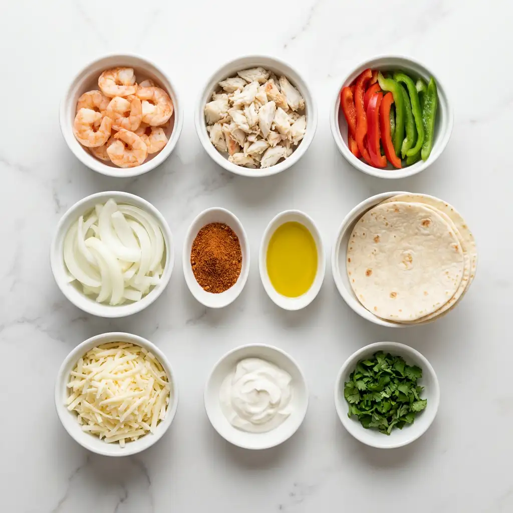 Ingredients for Shrimp-Crab Fajita Roll-Up Bombs