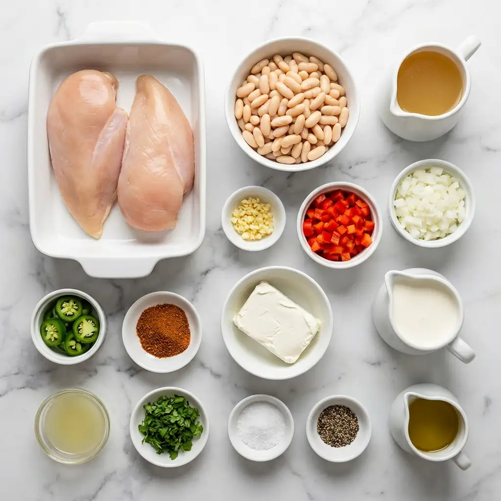 Ingredients for Cajun White Chicken Chili