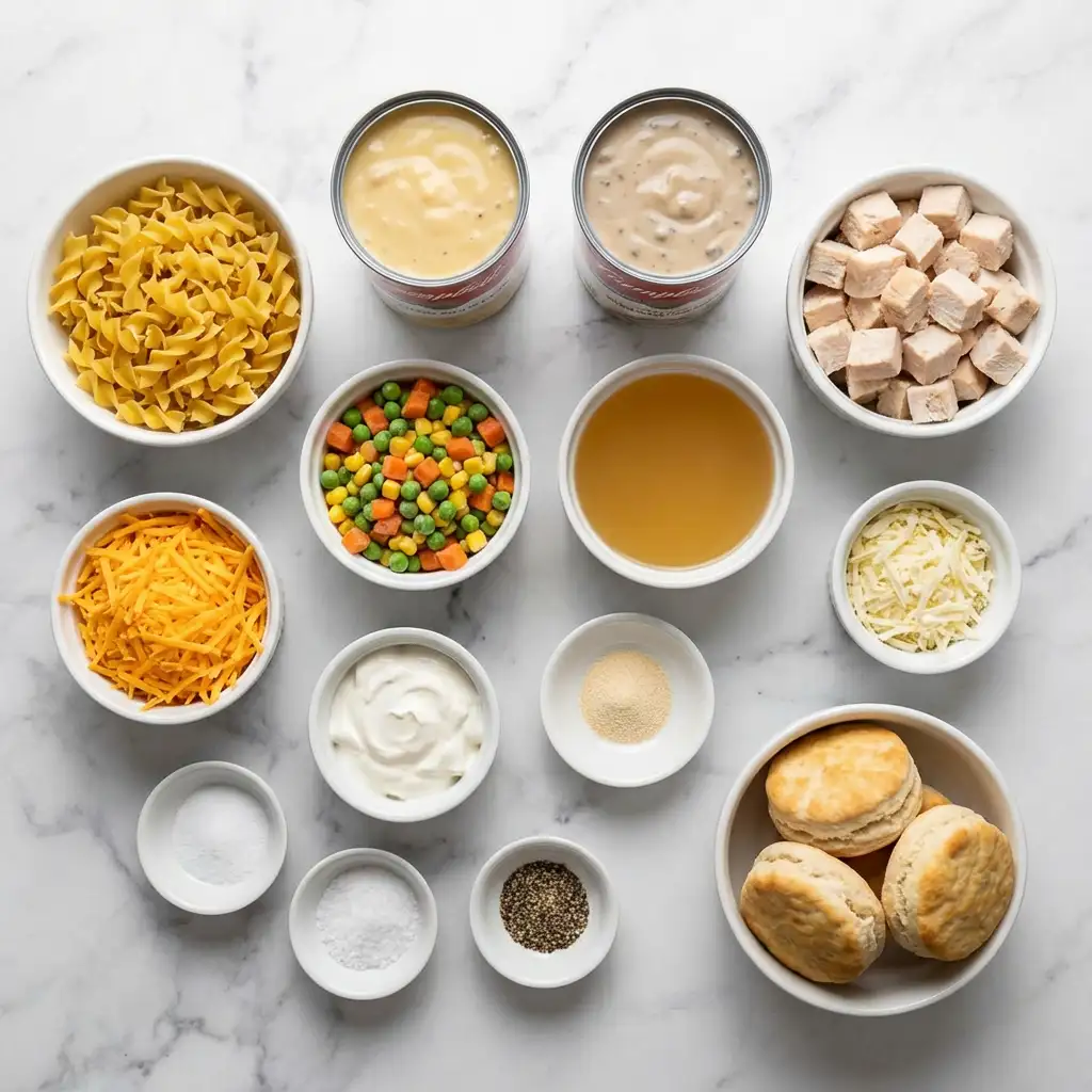 Ingredients for Chicken Pot Pie Casserole