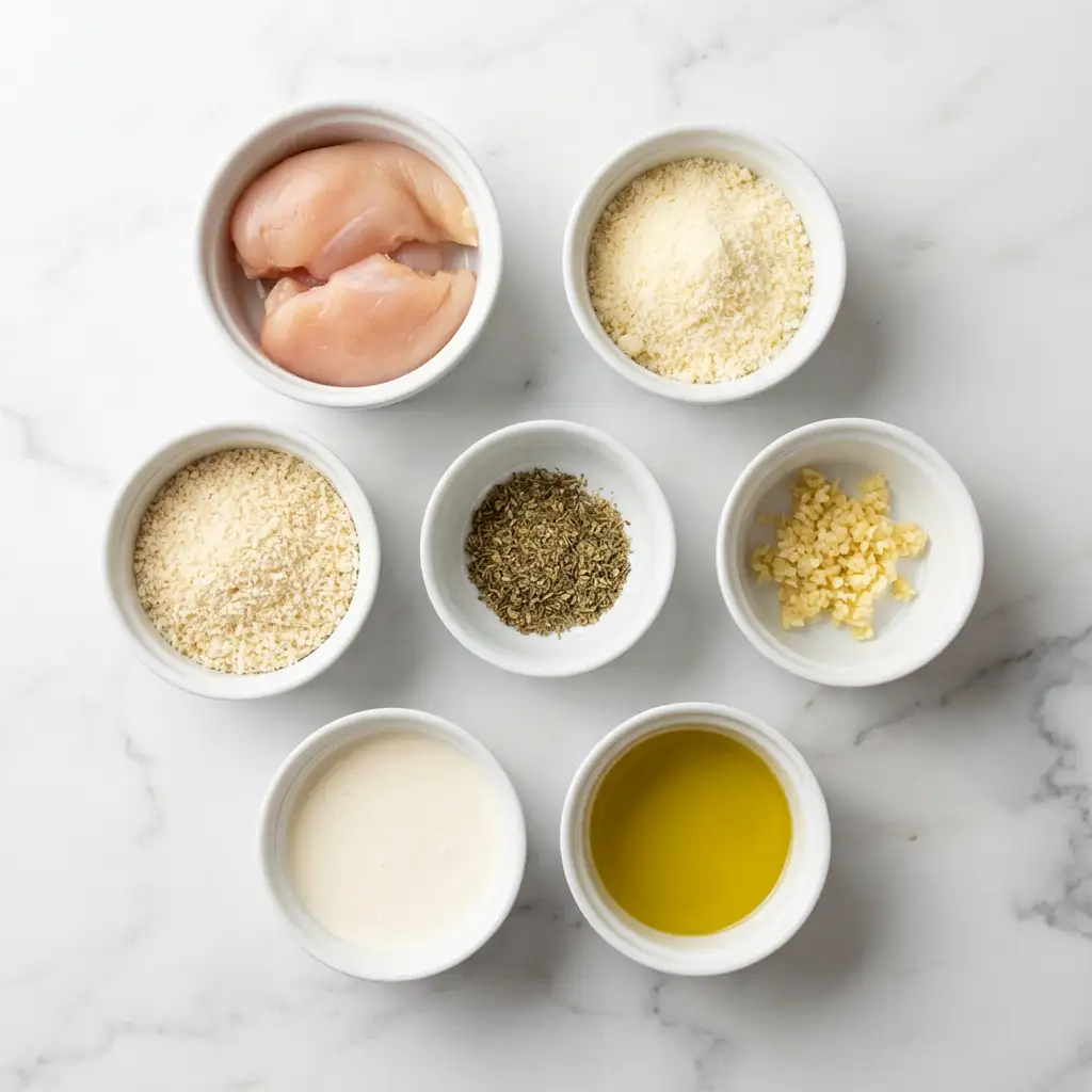 Ingredients for Parmesan Crusted Chicken with Creamy Garlic Sauce
