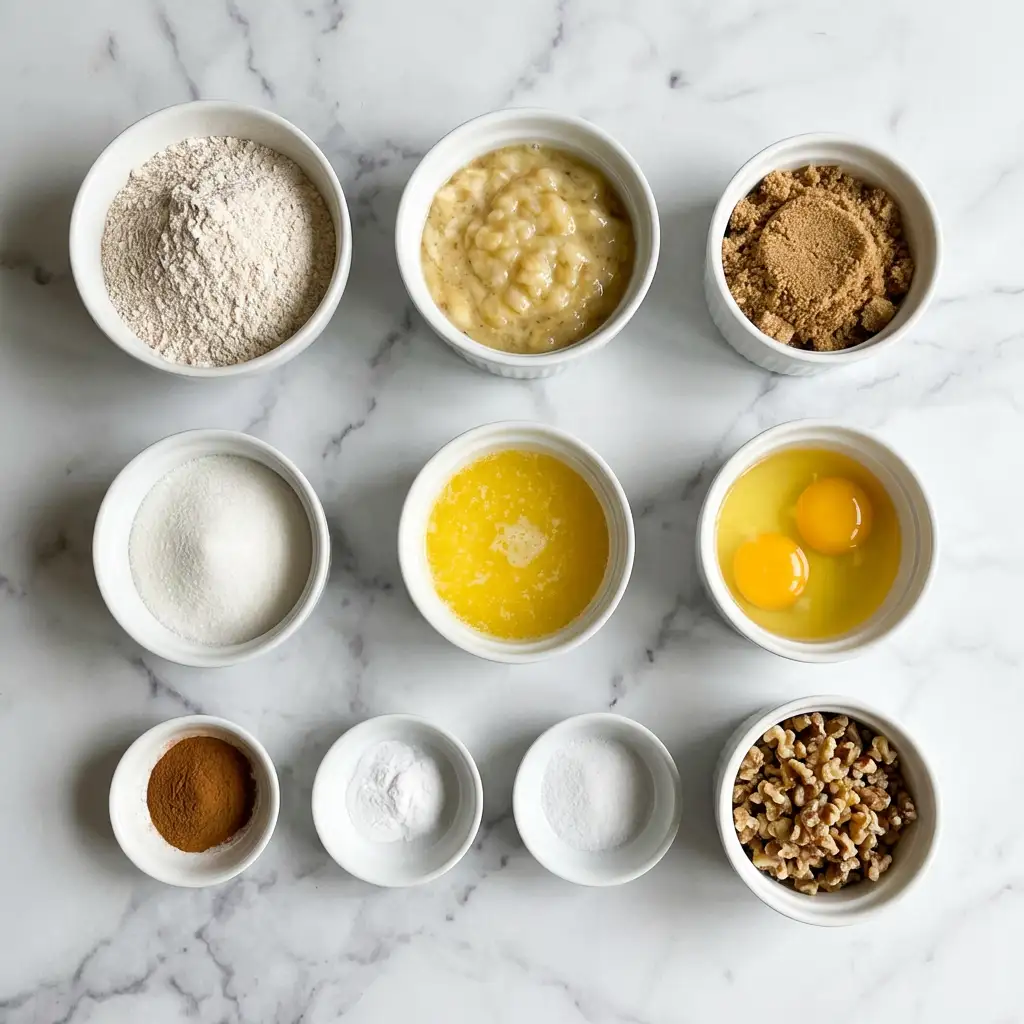 Ingredients for Whole Wheat Cinnamon Crunch Banana Bread