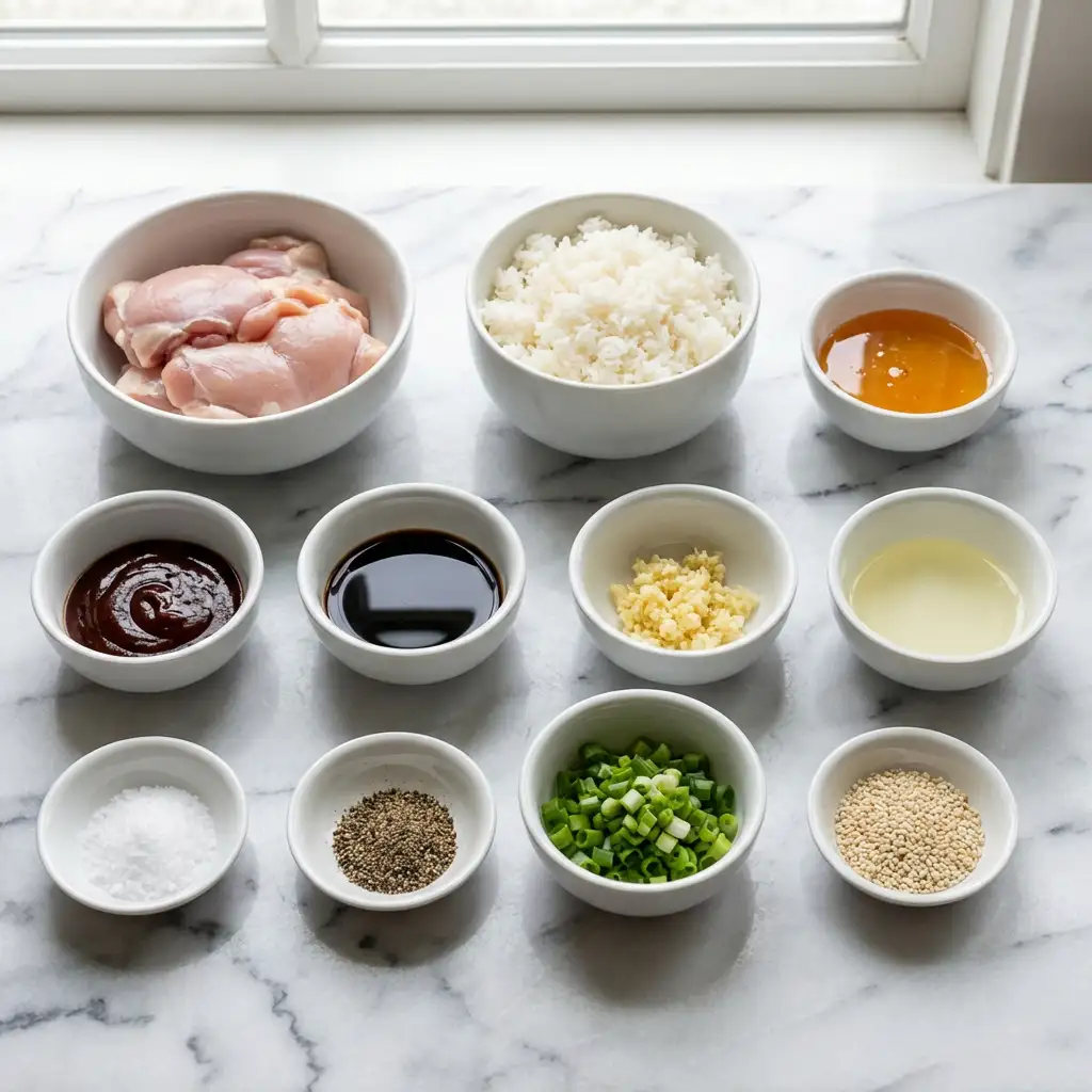 Ingredients for Honey Bbq Chicken Rice