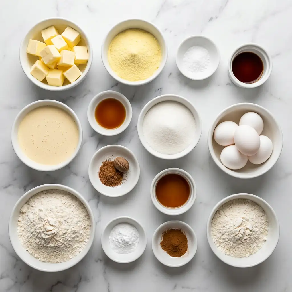 Ingredients for Vanilla Eggnog Bread with Crumb Topping