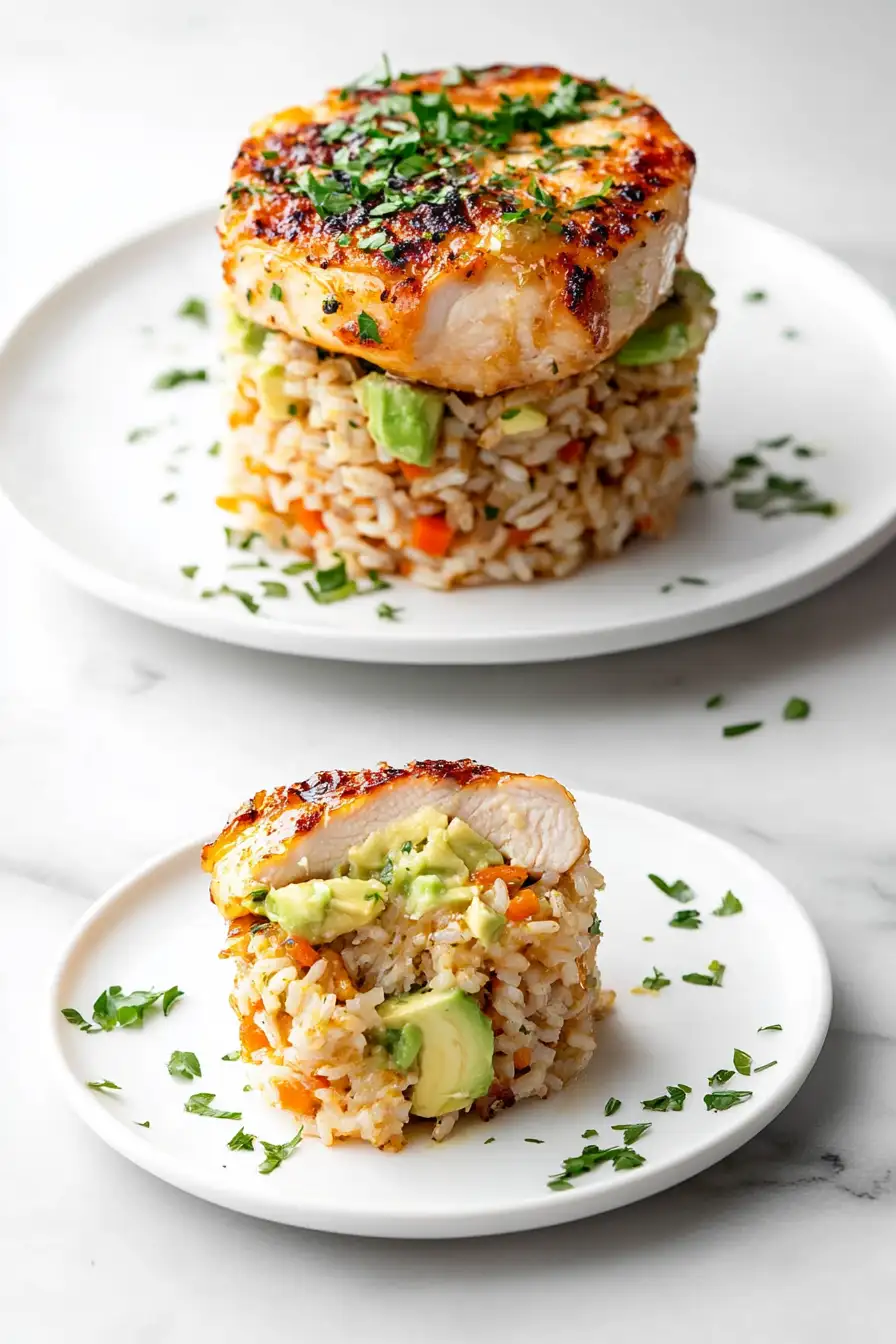 Honey Lime Chicken & Avocado Rice Stack