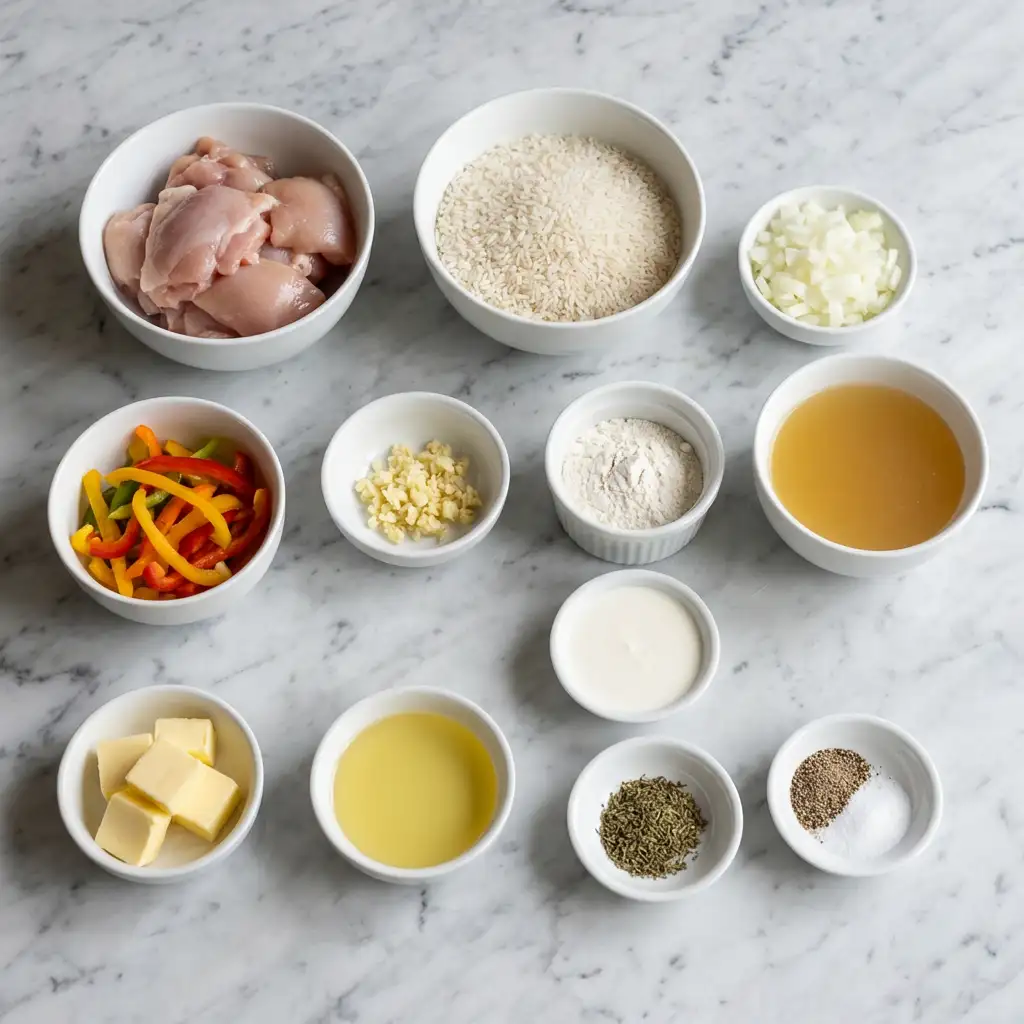 Ingredients for Smothered Chicken and Rice