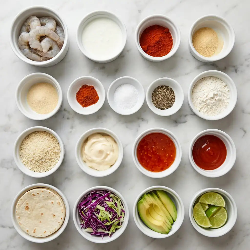 Ingredients for Bang Bang Shrimp Tacos