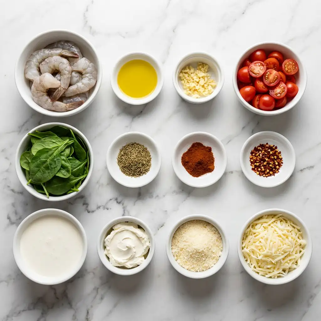 Ingredients for Low-Carb Shrimp Tuscan Bake