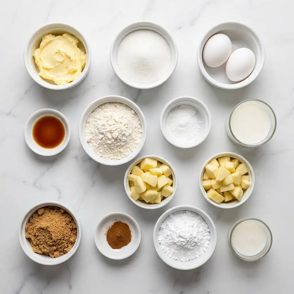 Ingredients for Cinnamon Apple Fritter Bread