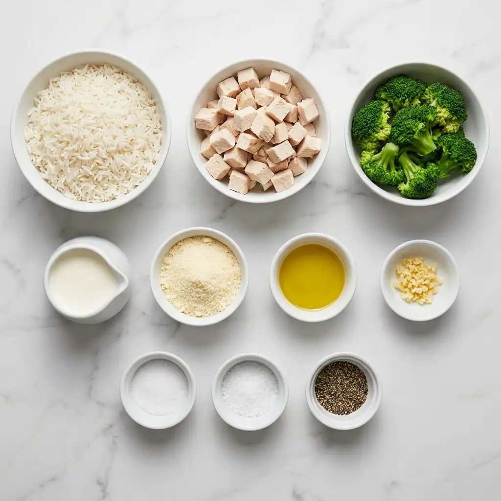 Ingredients for Creamy Parmesan Chicken and Broccoli Rice