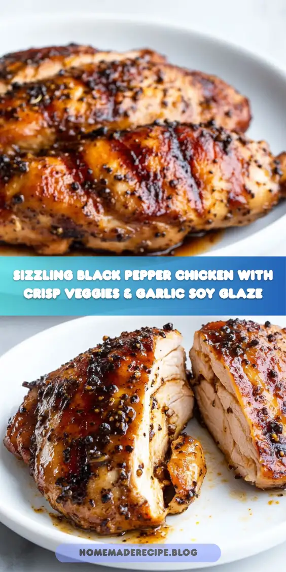Sizzling Black Pepper Chicken with Crisp Veggies & Garlic Soy Glaze