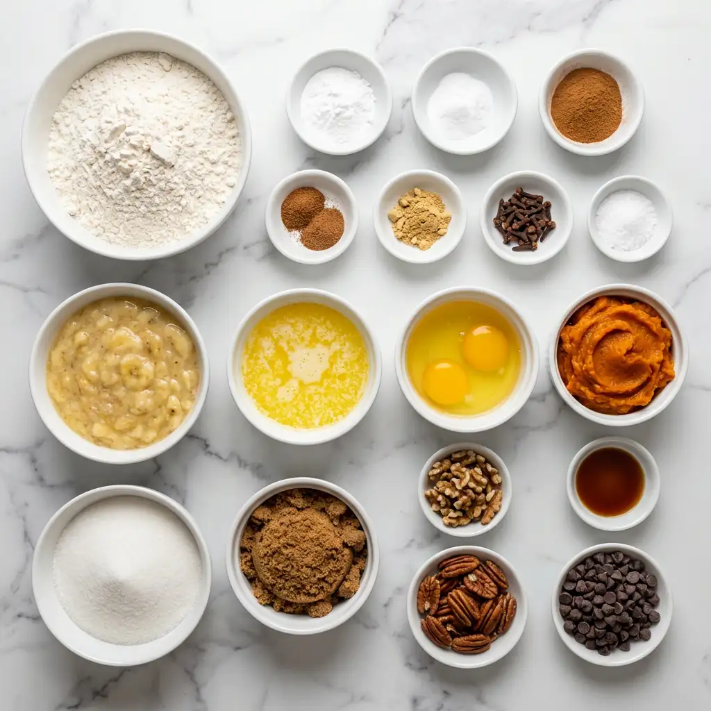 Ingredients for Pumpkin Banana Bread