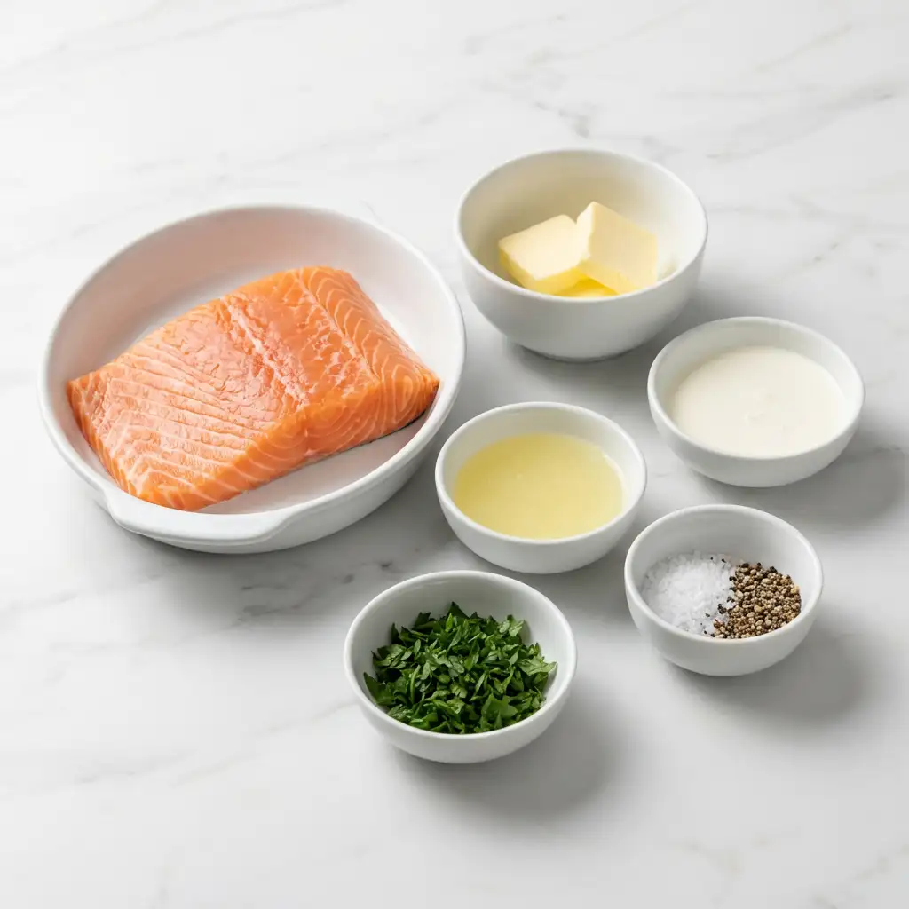 Ingredients for Baked Salmon with Lemon Butter Cream Sauce