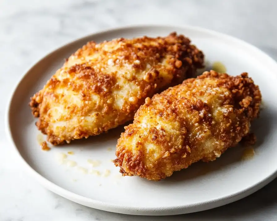 Crispy Parmesan Chicken with a Rich Garlic Sauce