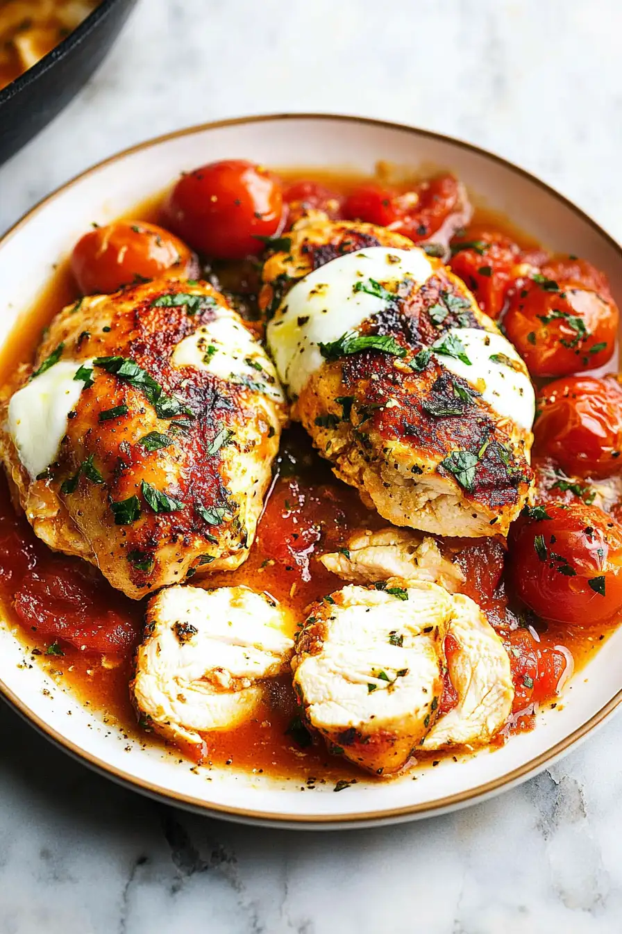 Garlic Tomato Chicken with Mozzarella
