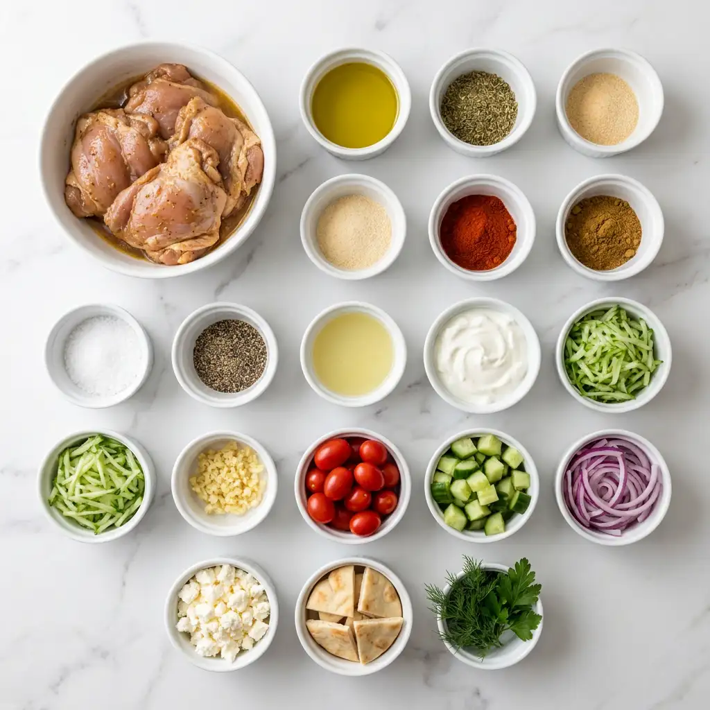 Ingredients for Chicken Gyro Bowls