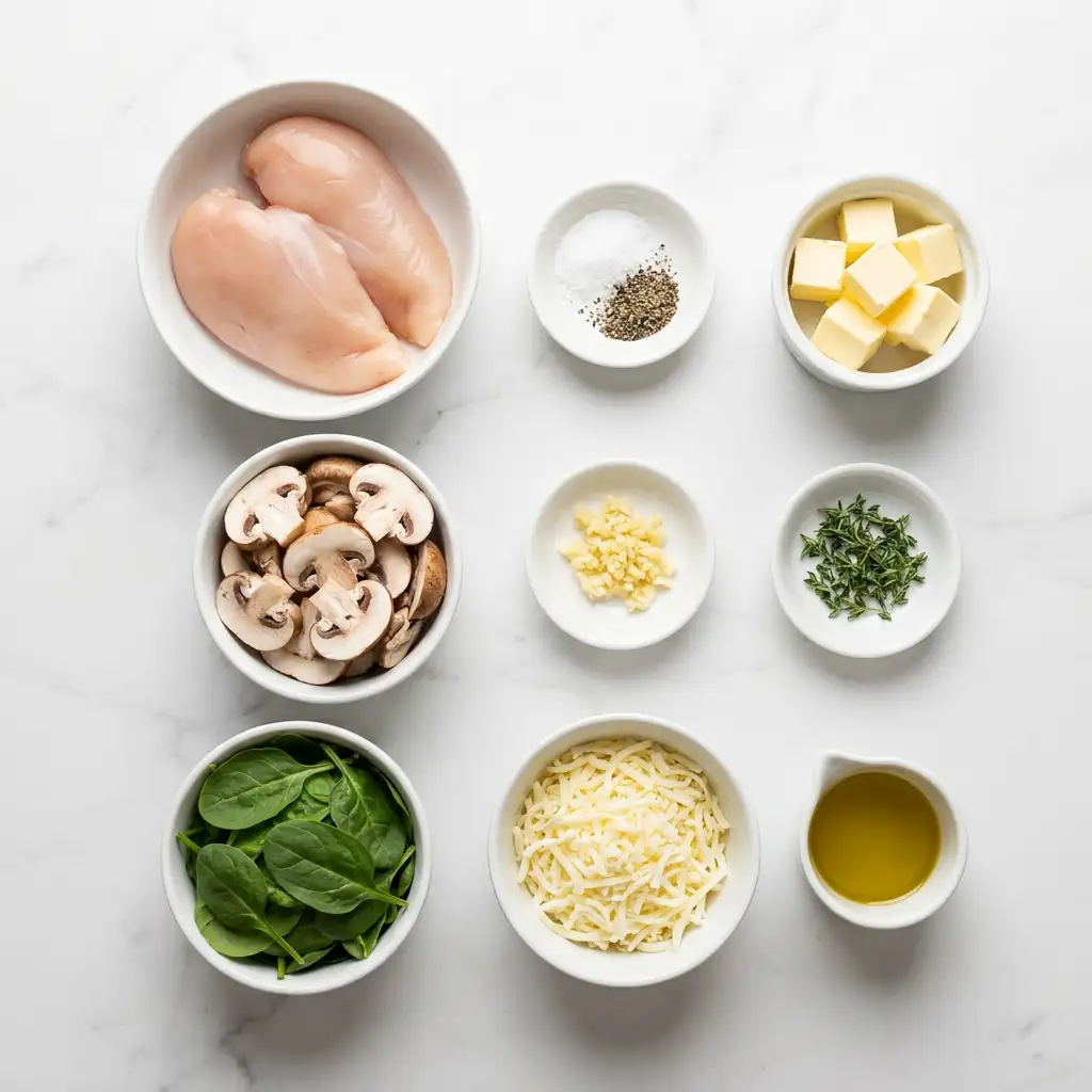 Ingredients for Mushroom Stuffed Chicken Breast - Quick and Easy