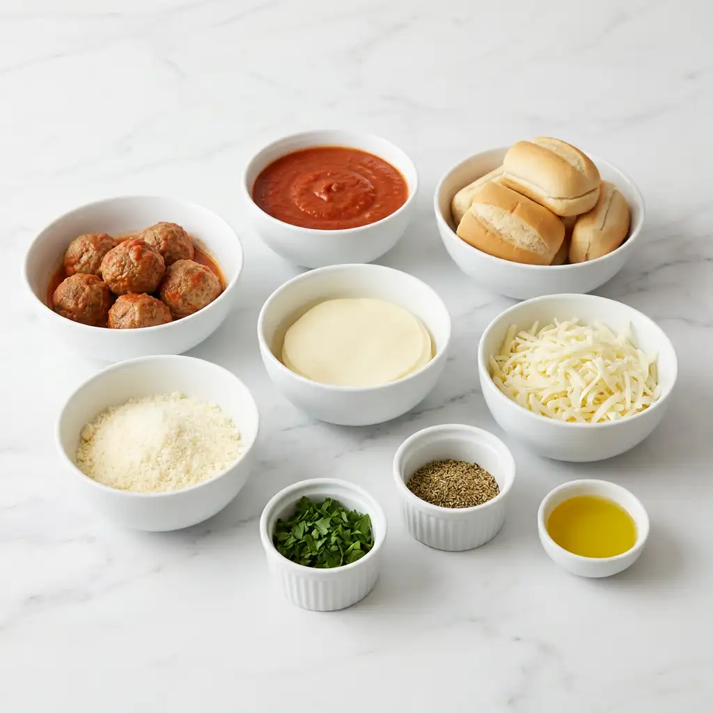 Ingredients for Easy Cheesy Meatball Subs Recipe