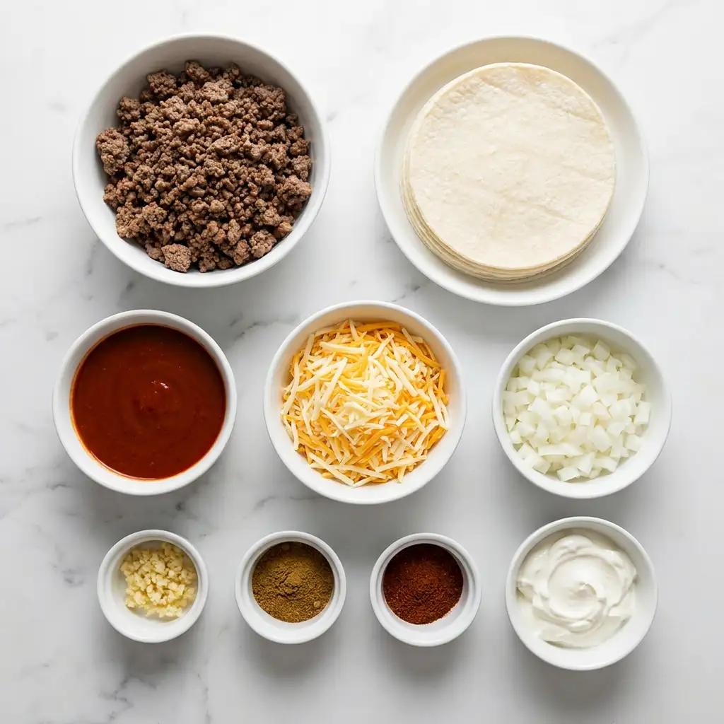 Ingredients for Ground Beef Enchiladas