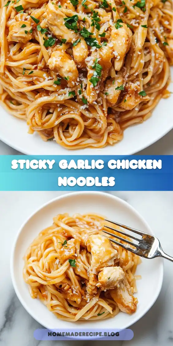 Sticky Garlic Chicken Noodles Recipe