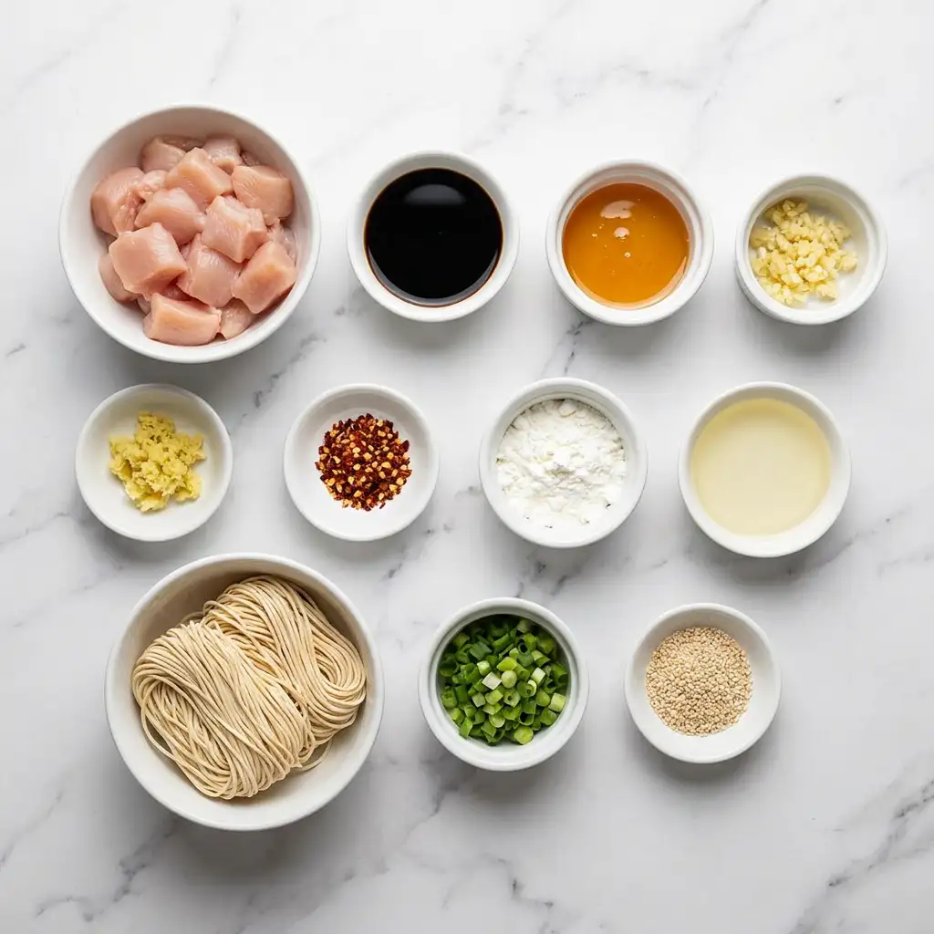Ingredients for Sticky Garlic Chicken Noodles Recipe