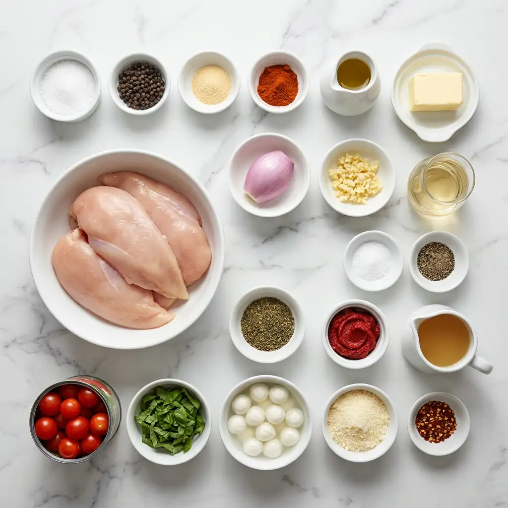 Ingredients for Garlic Tomato Chicken with Mozzarella