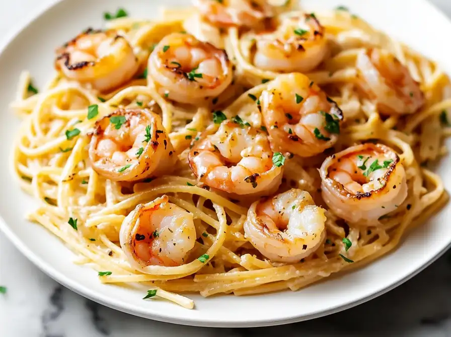 Shrimp Scampi Garlic Cream Pasta