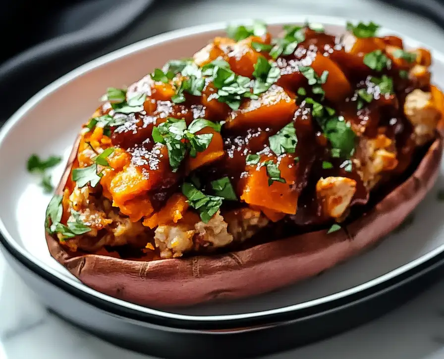 BBQ Chicken Stuffed Sweet Potatoes