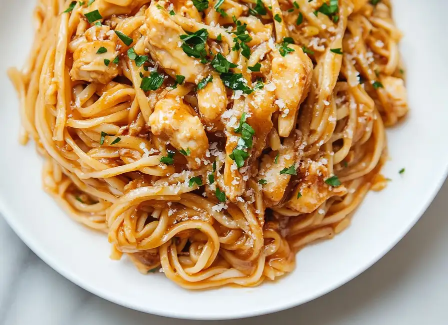 Sticky Garlic Chicken Noodles Recipe