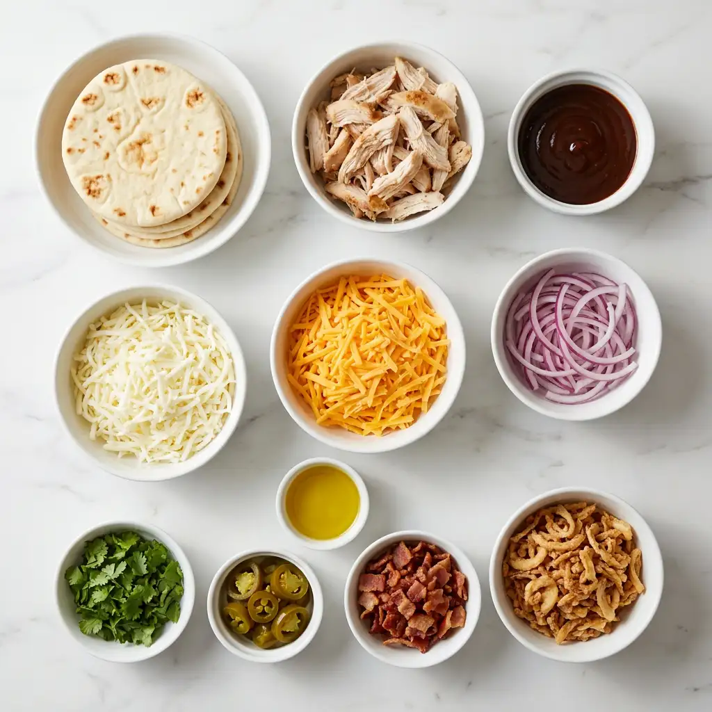 Ingredients for Easy BBQ Chicken Flatbread Recipe