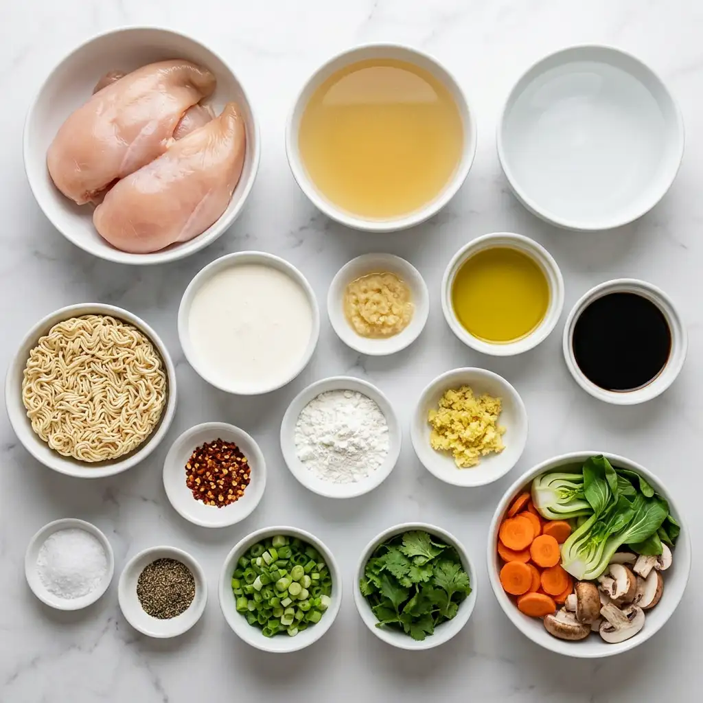 Ingredients for Creamy Garlic Chicken Ramen: An Incredible Ultimate Recipe