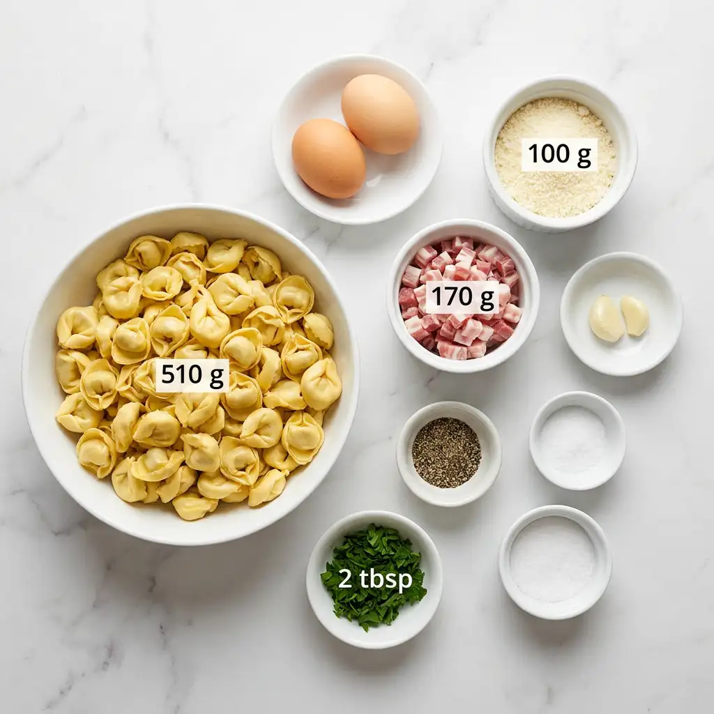 Ingredients for Creamy Tortellini Carbonara Recipe