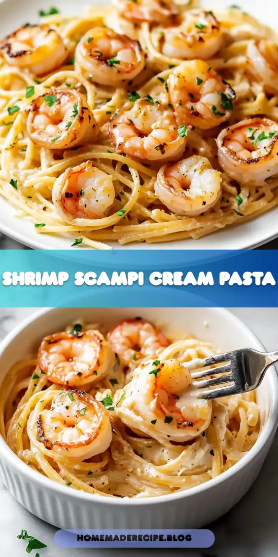 Shrimp Scampi Garlic Cream Pasta