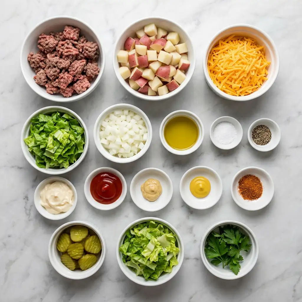 Ingredients for Smash Burger Bowl