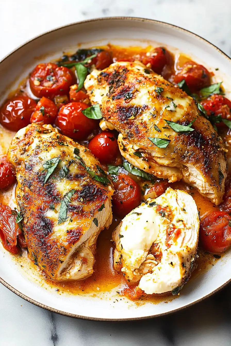 Garlic Tomato Chicken with Mozzarella