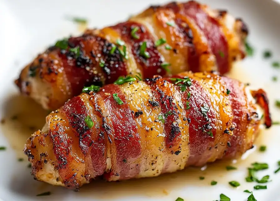 Bacon Wrapped Garlic Parmesan Chicken