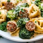 Creamy Garlic Parmesan Tortellini with Sausage and Broccoli